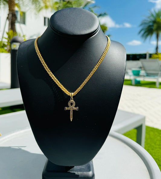CADENA TEJIDO DE ESPINAS "BLACK CROSS"